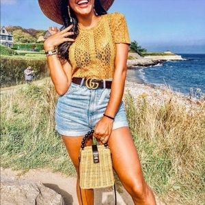 Zara Mustard Lace Top